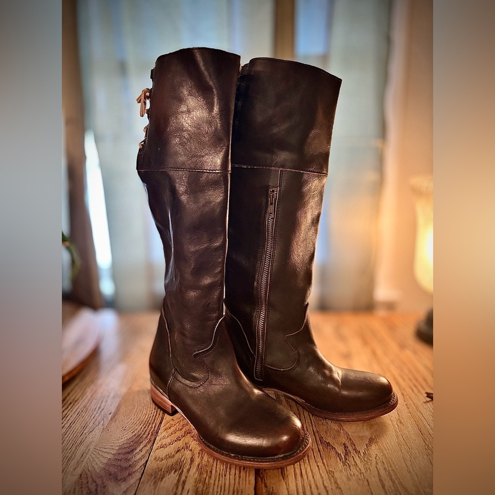 FREEBIRD Boots. Black/brown distressed all leather. Lightly worn.